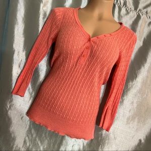 Aeropostale 100% cotton thin fitted cable knit light sweater w/3/4 sleeves, M